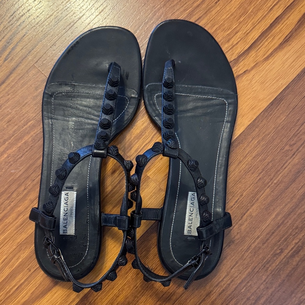 Balenciaga Black Embellished Sandals
